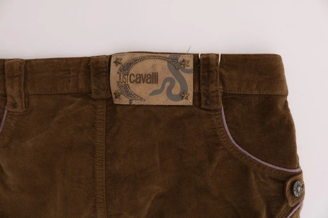 Brown Cotton Regular Fit Boot Cut Pants