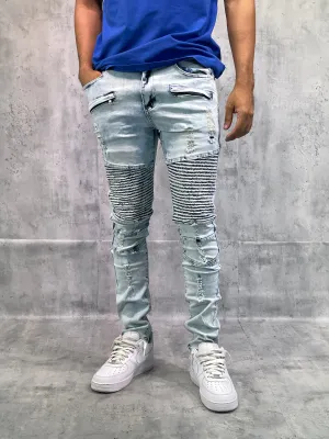 BTP221151A: Rip & Repair Moto Jeans (Skinny Fit)