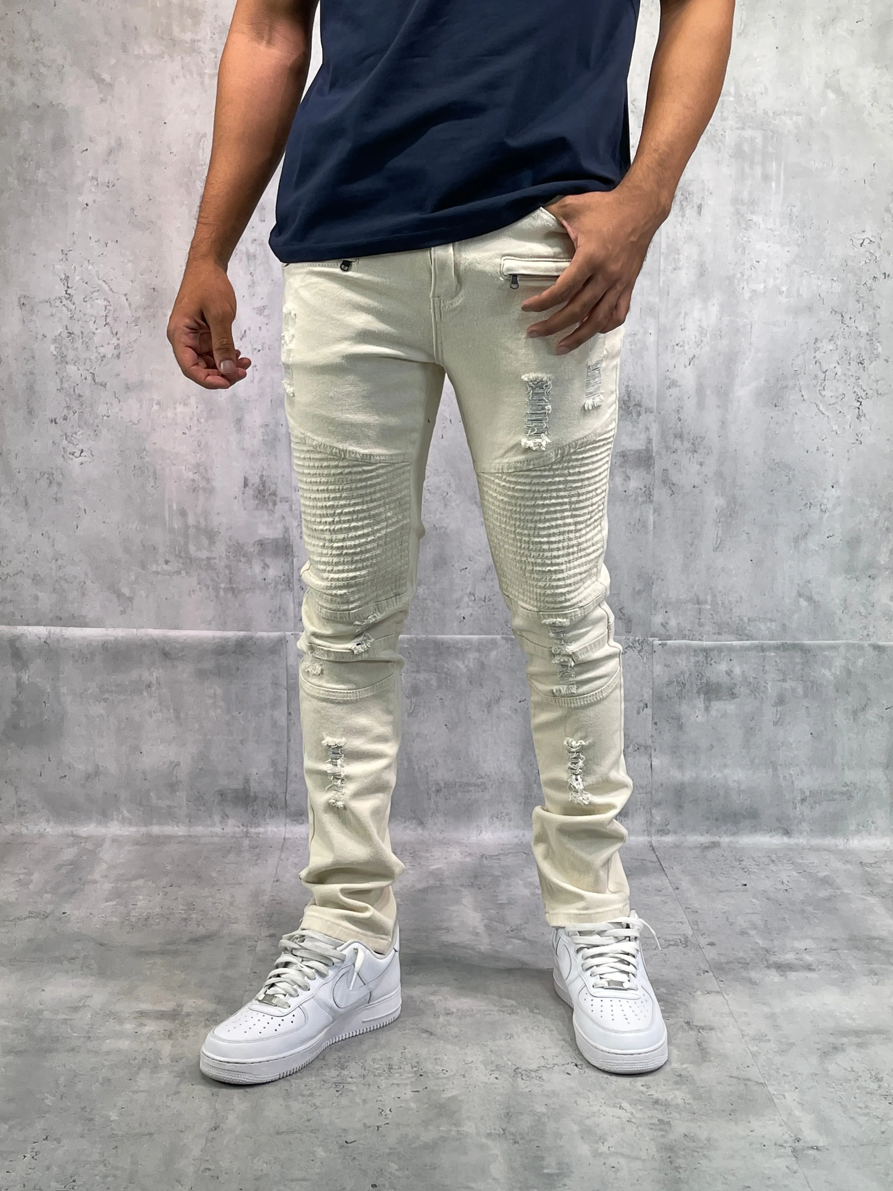 BTP221151A: Rip & Repair Moto Jeans (Skinny Fit)