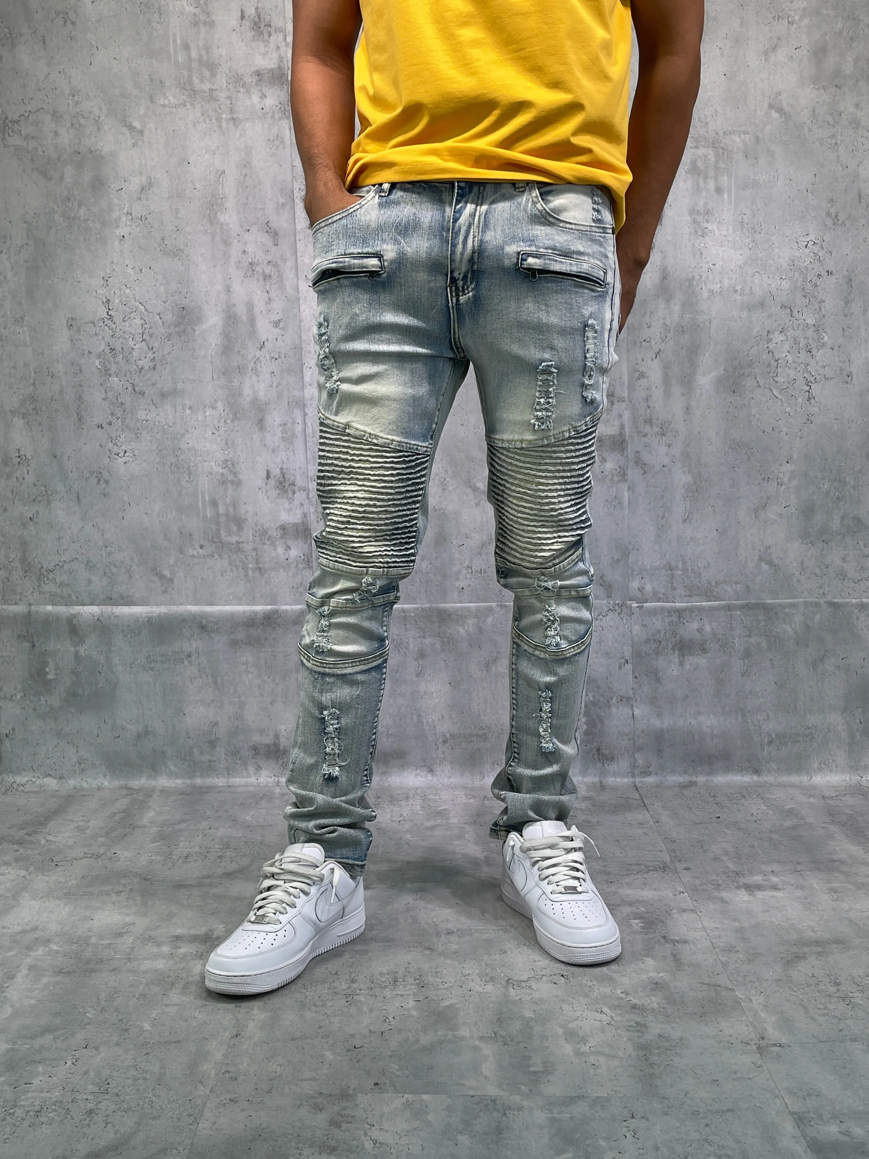 BTP221151A: Rip & Repair Moto Jeans (Skinny Fit)