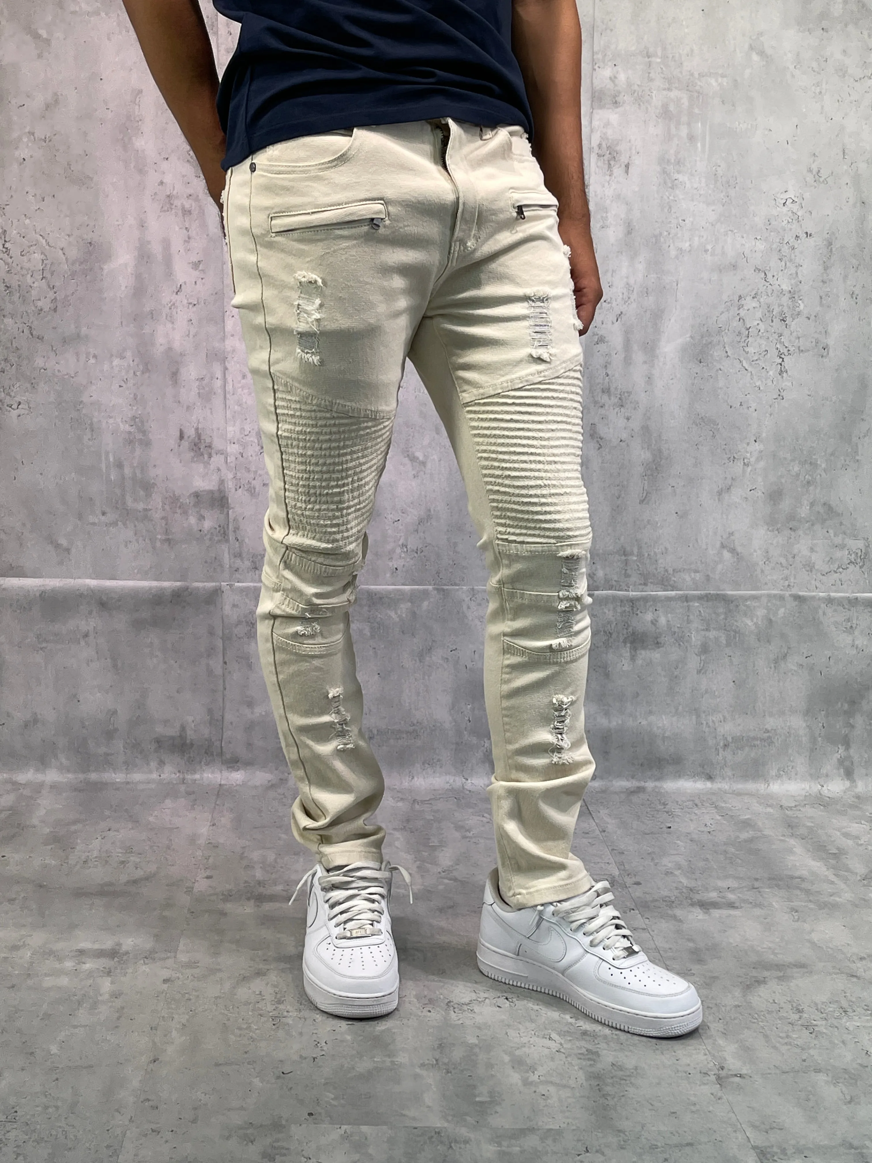 BTP221151A: Rip & Repair Moto Jeans (Skinny Fit)