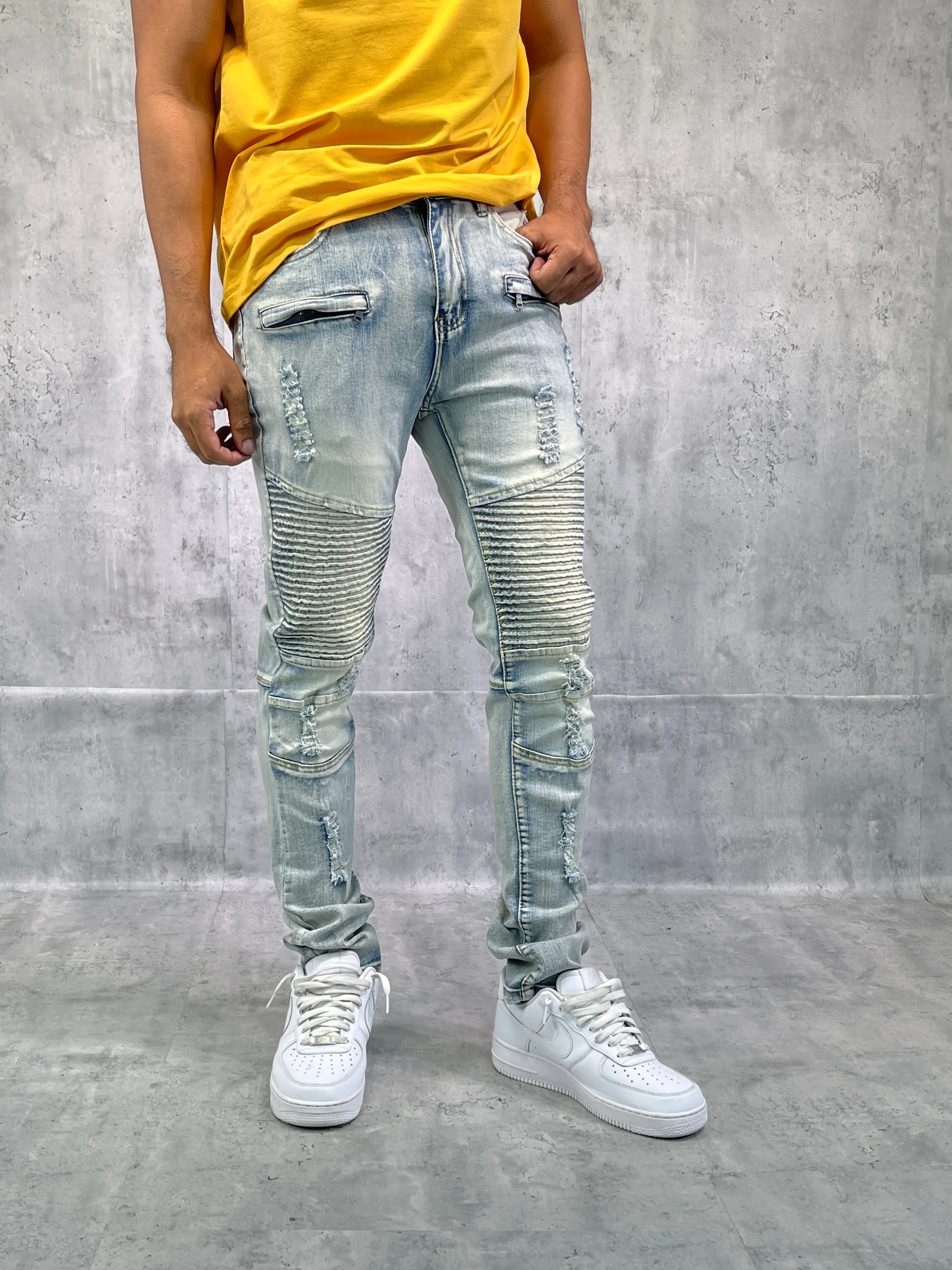BTP221151A: Rip & Repair Moto Jeans (Skinny Fit)