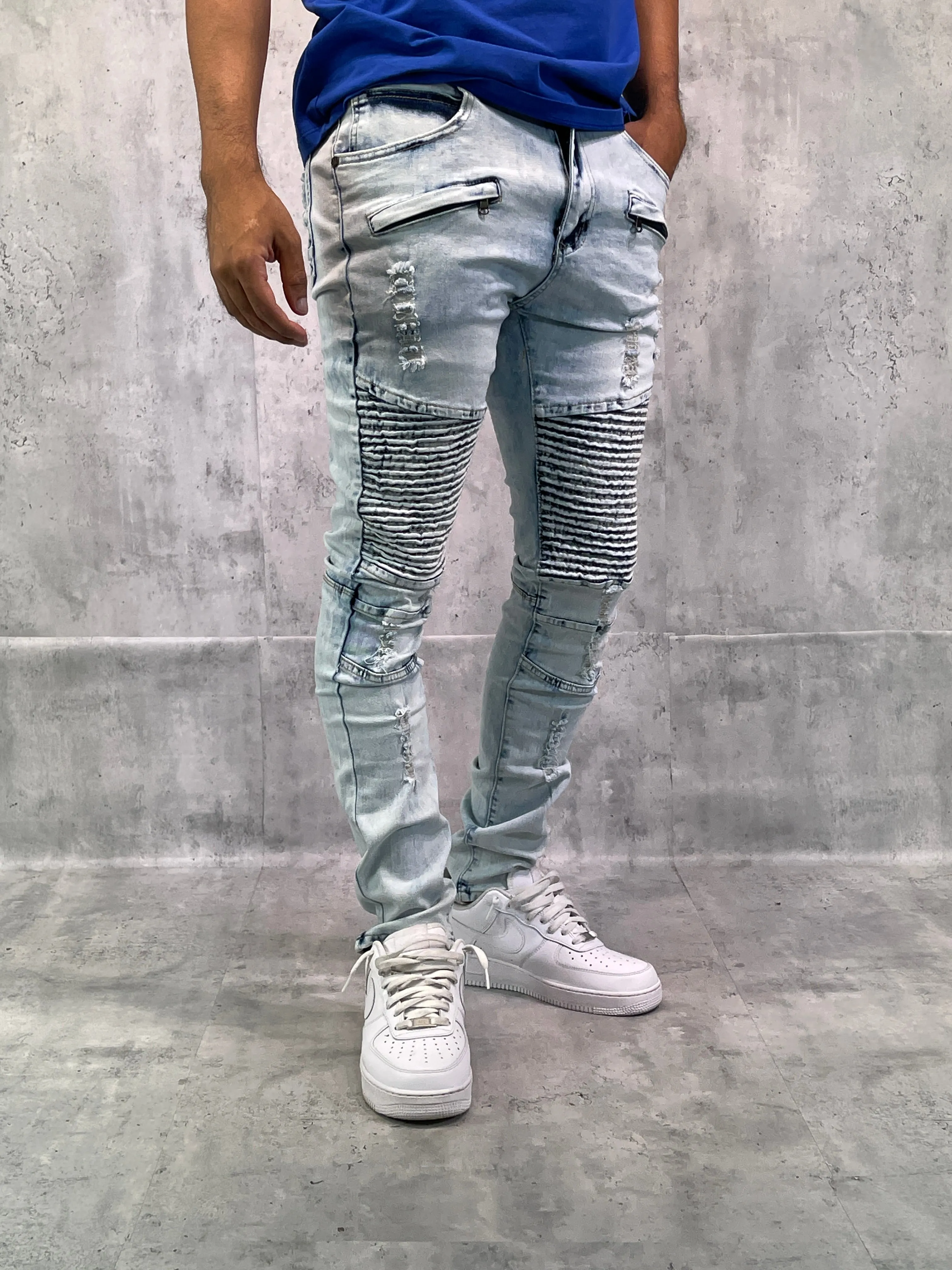 BTP221151A: Rip & Repair Moto Jeans (Skinny Fit)