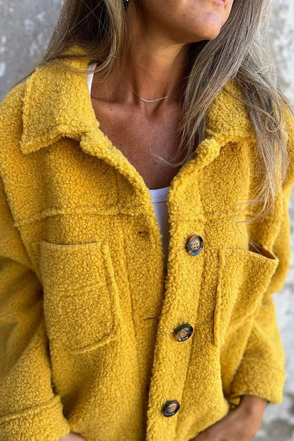 Callie | Warm Teddy Jacket with Elegant Buttons