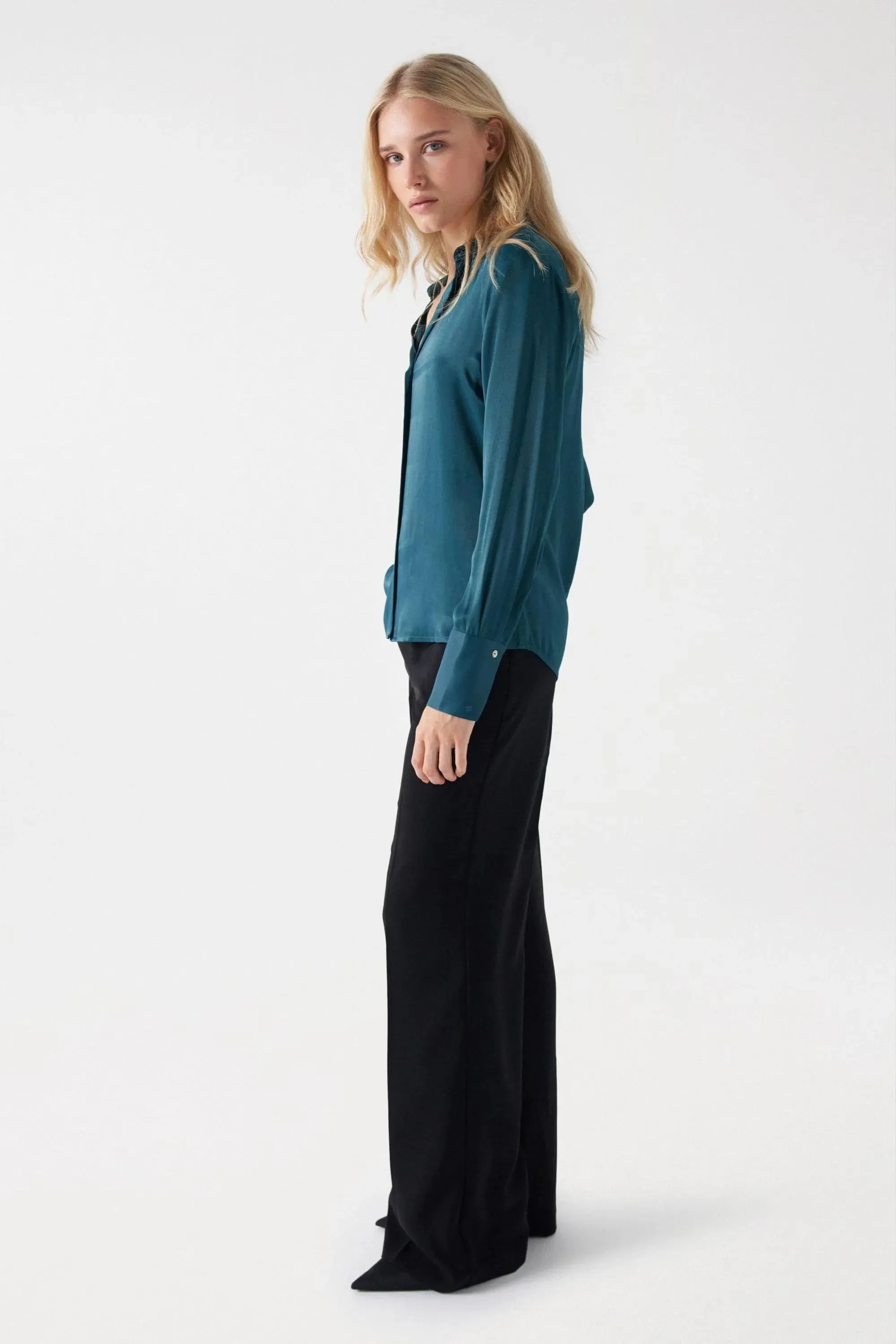Camisa Salsa Jeans Satinada Verde