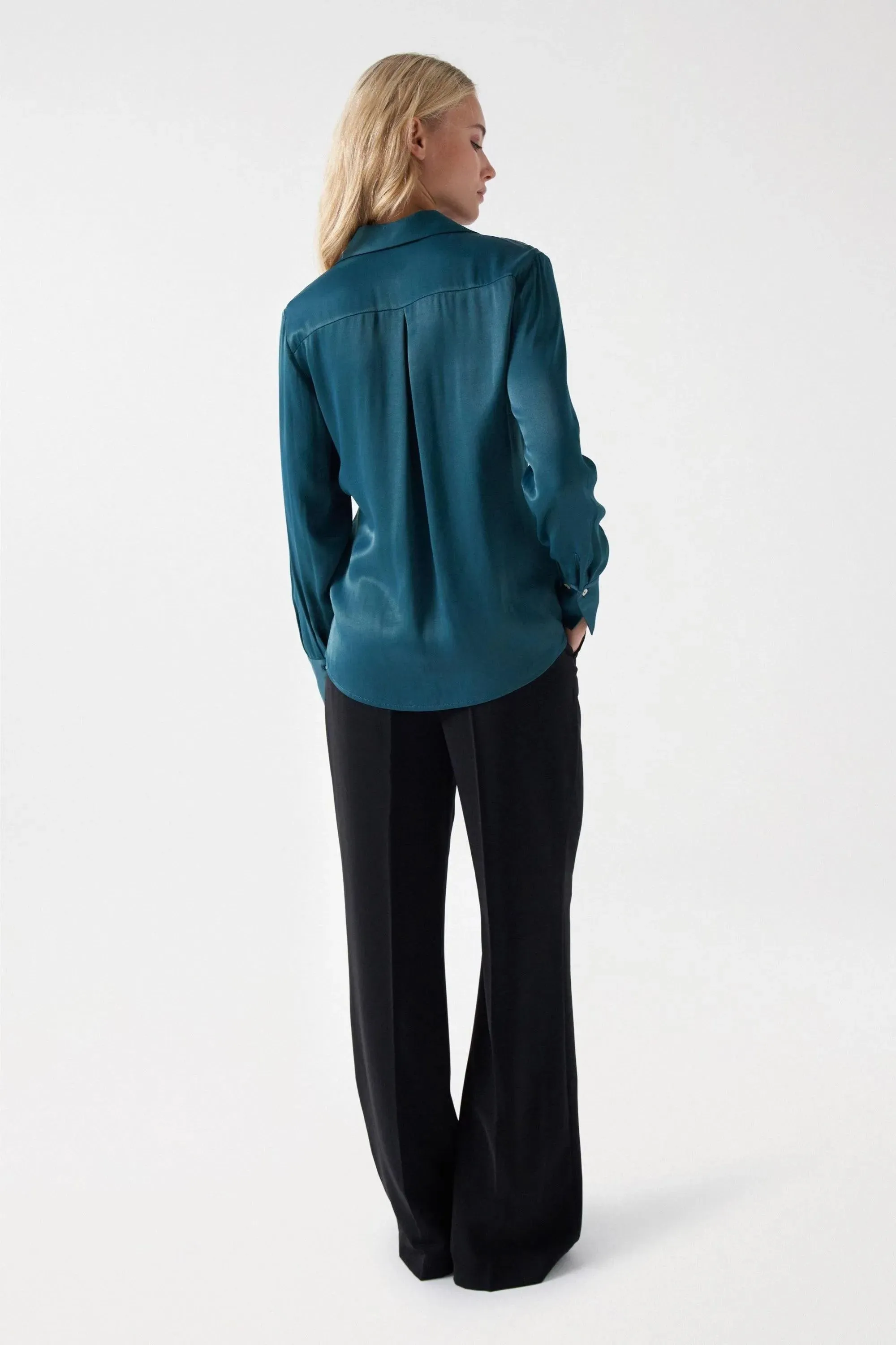 Camisa Salsa Jeans Satinada Verde
