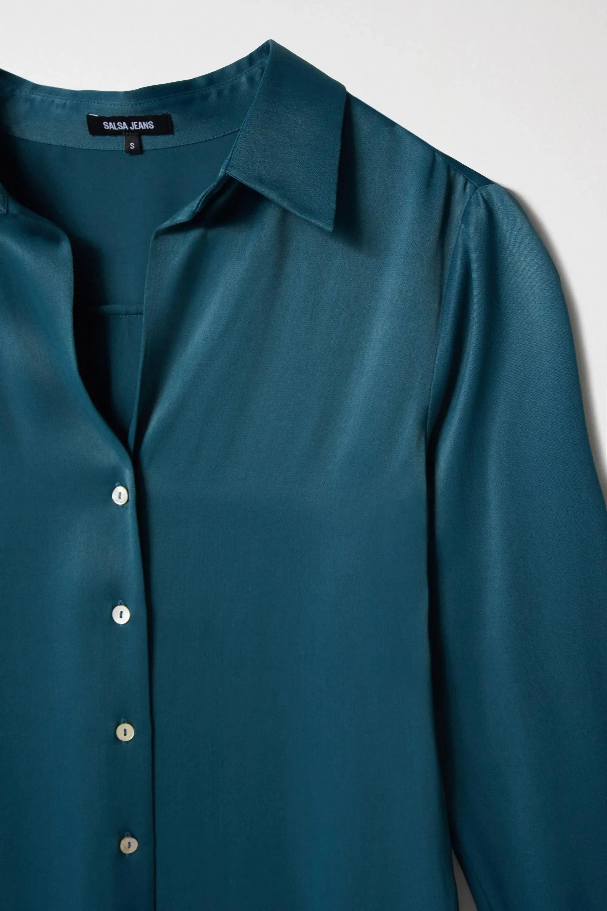 Camisa Salsa Jeans Satinada Verde