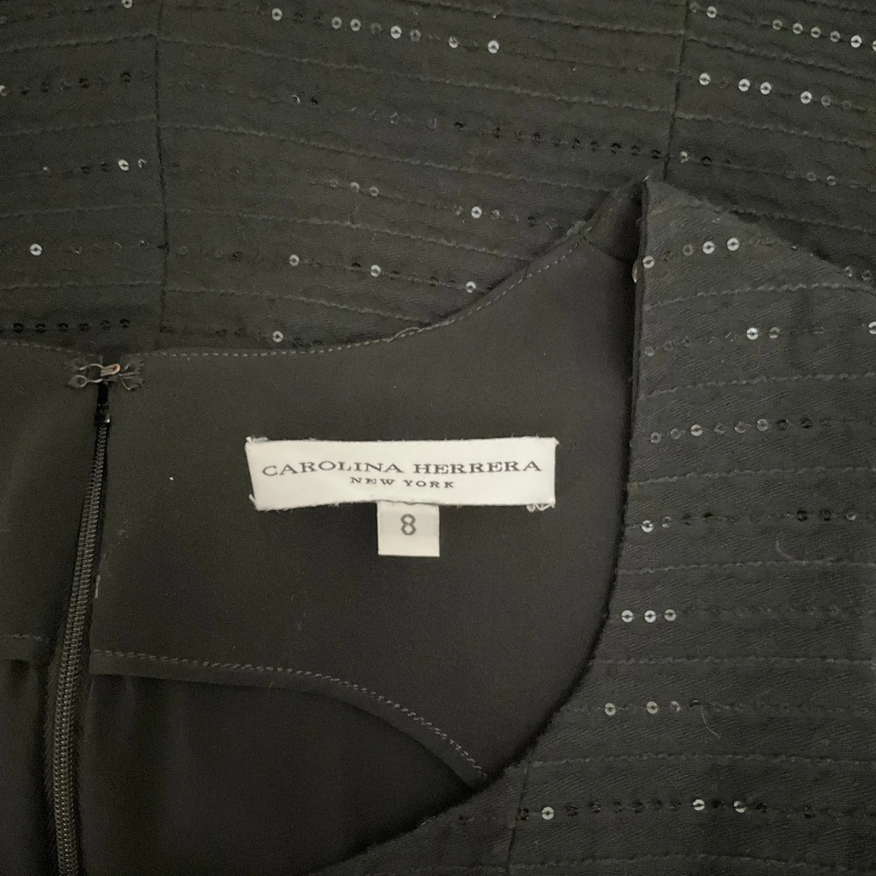 Carolina Herrera Black Sequin Embellished Sleeveless Dress