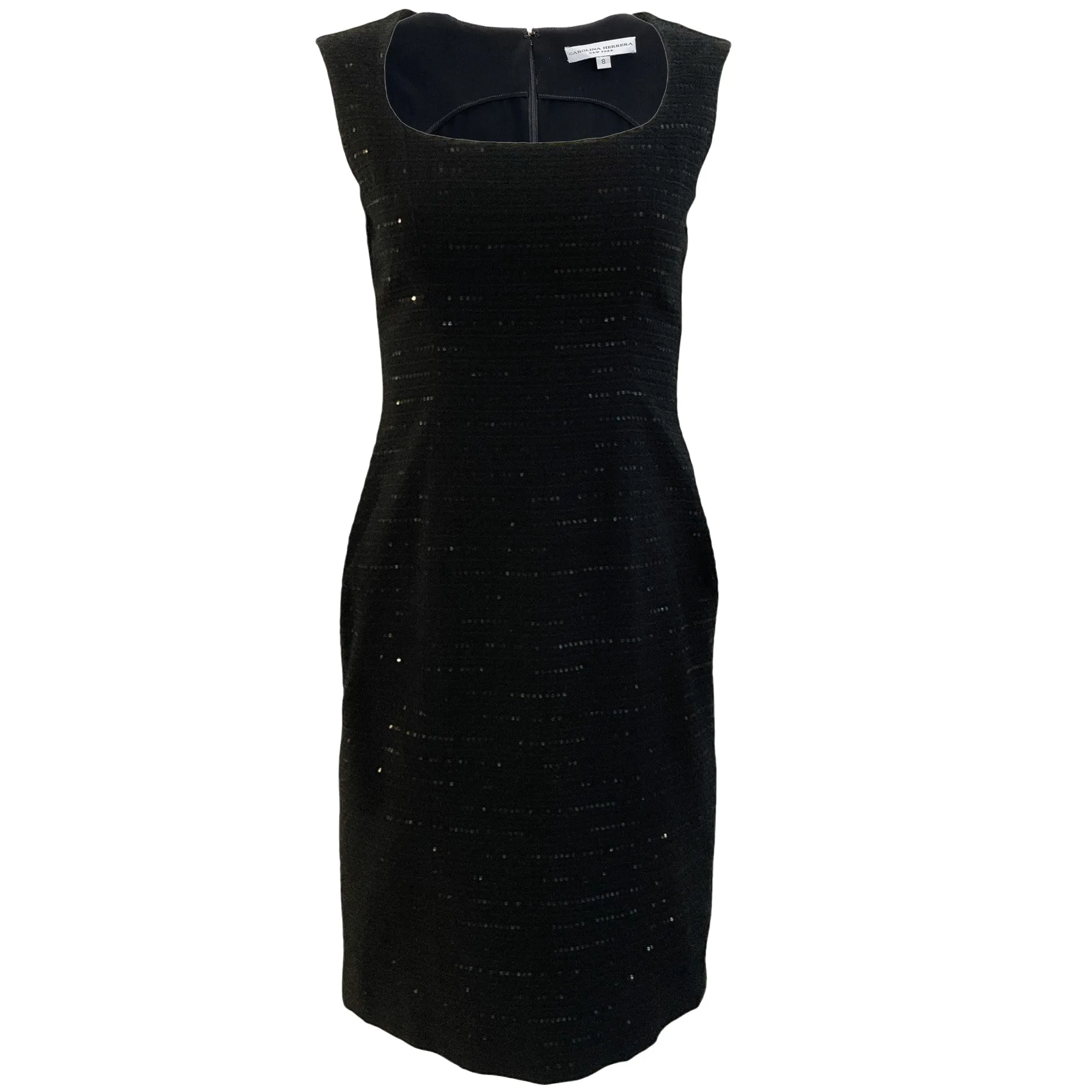 Carolina Herrera Black Sequin Embellished Sleeveless Dress