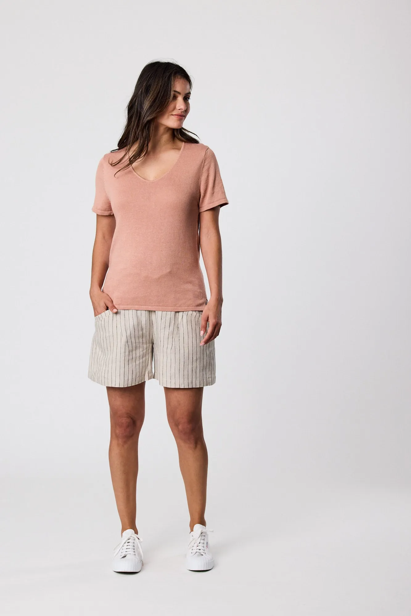 Castaway Knit Tee - Coral