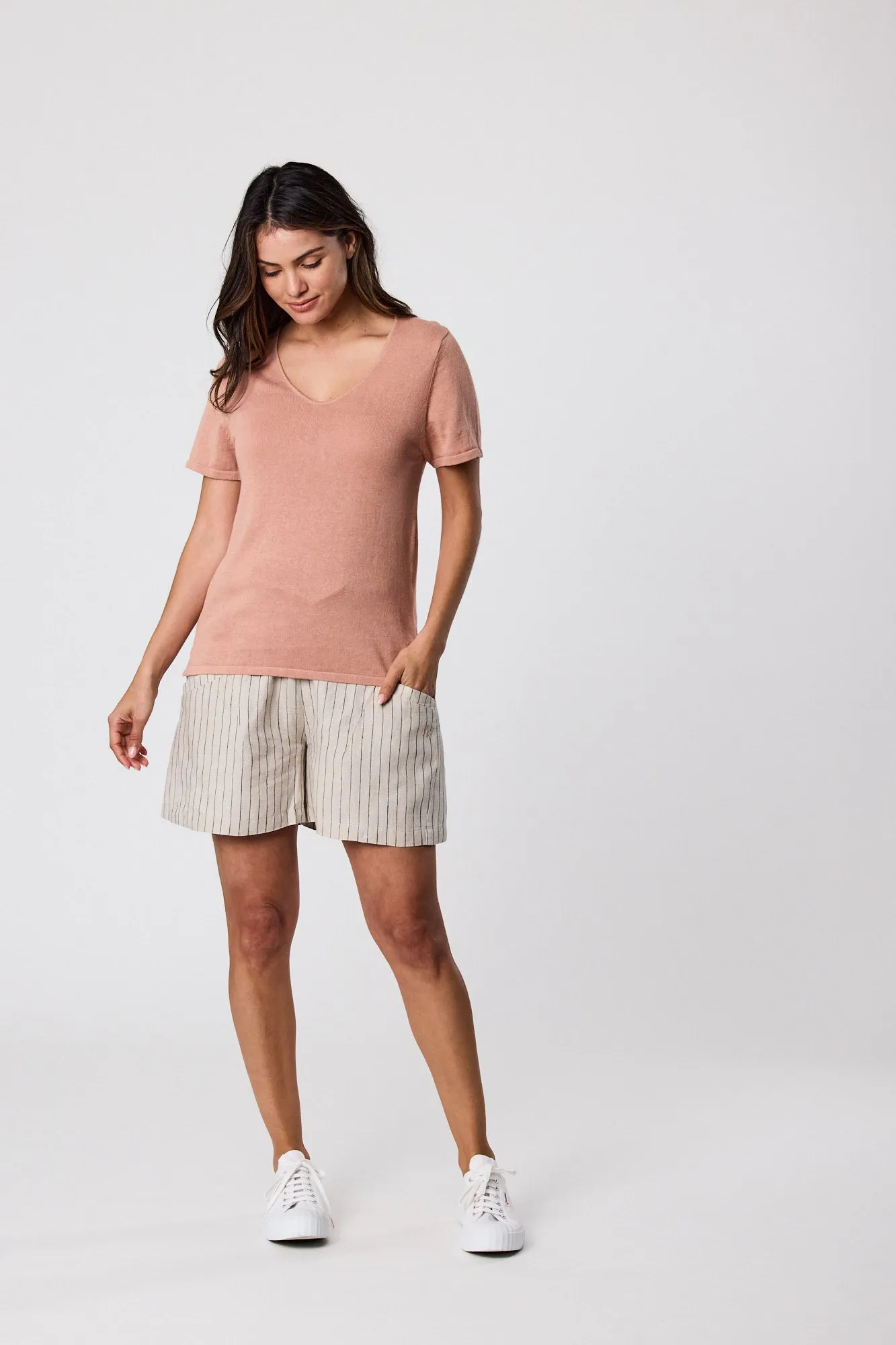 Castaway Knit Tee - Coral