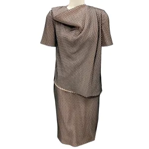 Cedric Charlier Beige / Black Lattice Net Midi Dress