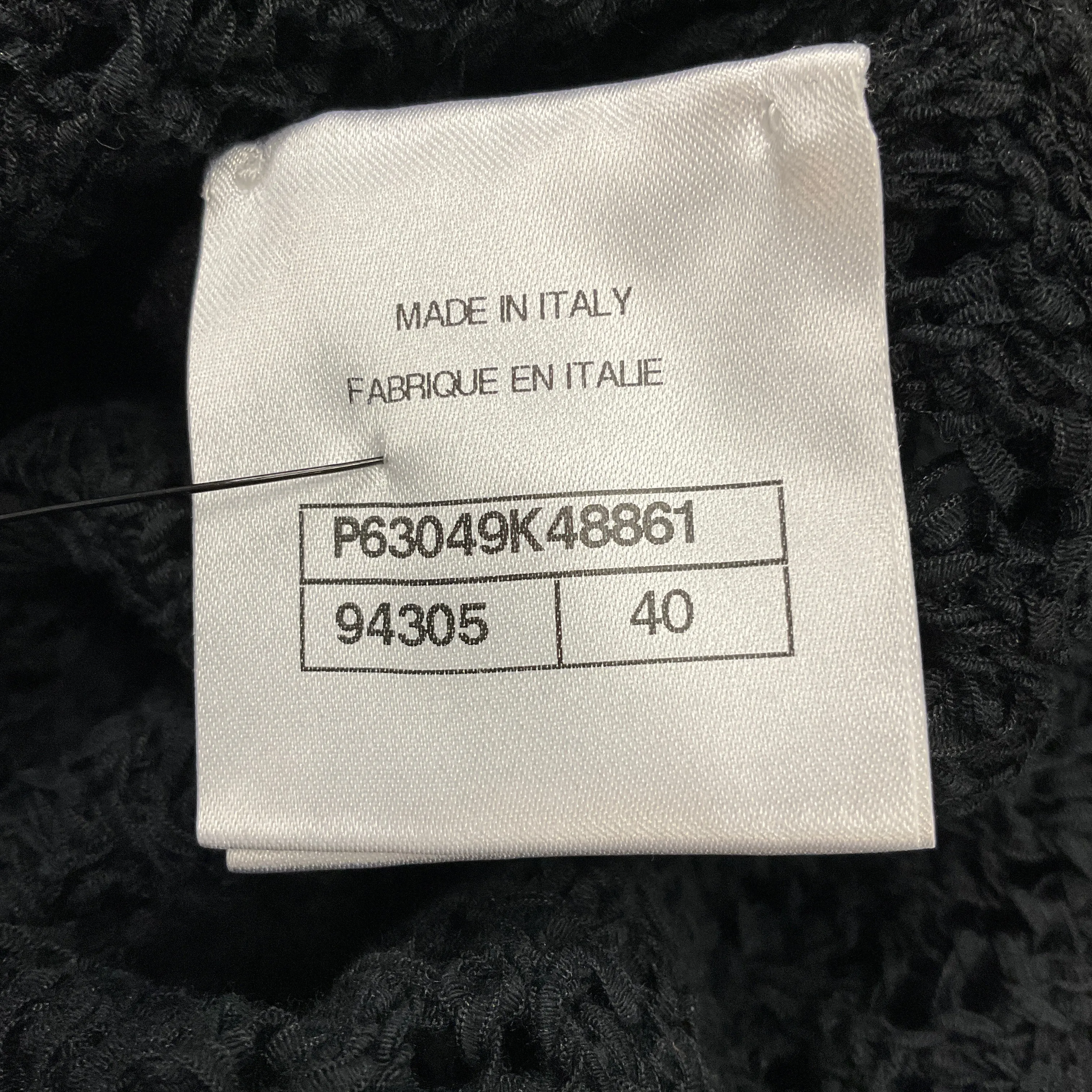Chanel Black Camellia Brooch Short Sleeved Crochet Knit Midi Dress