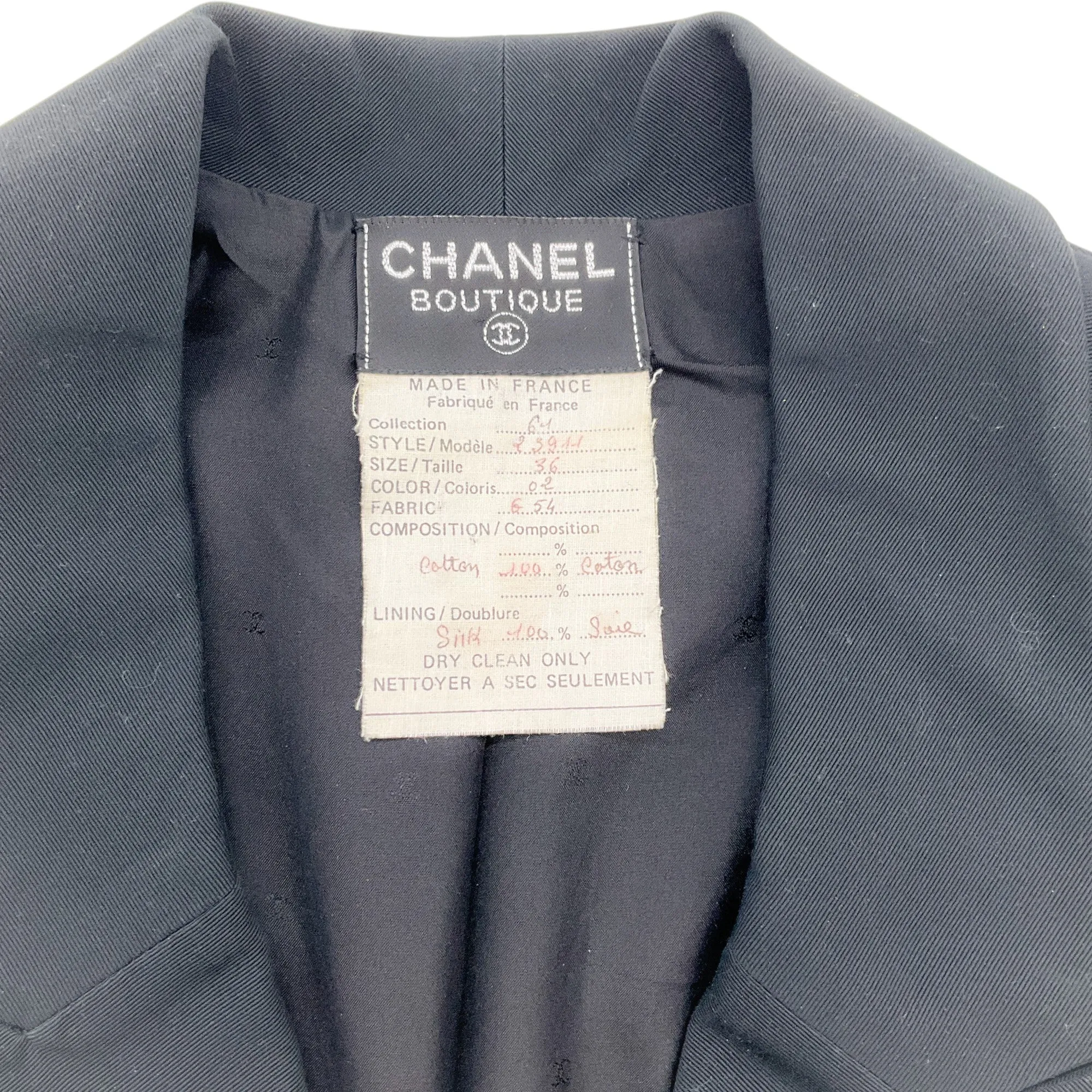 Chanel Vintage Black Tuxedo Dress