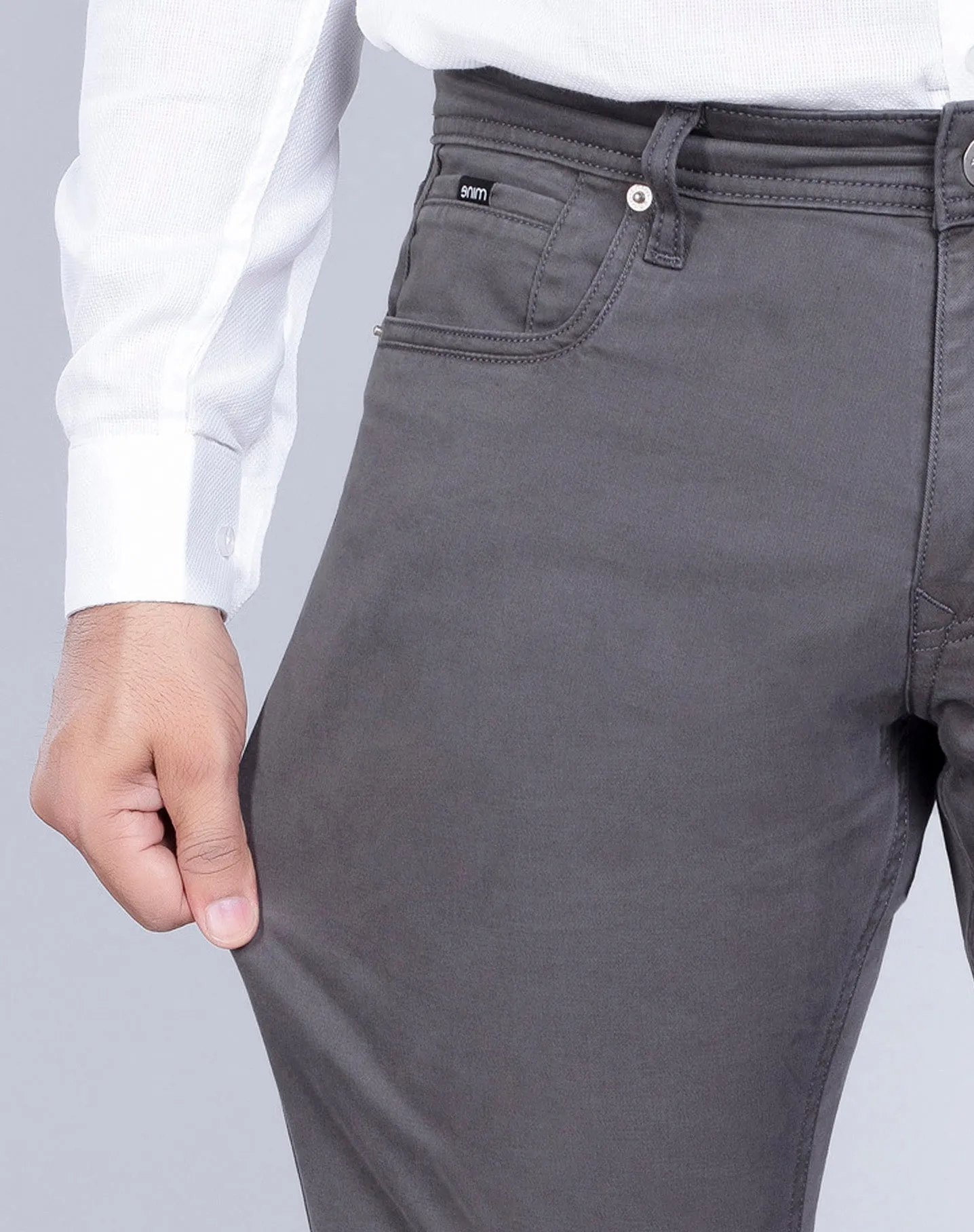 Charcoal Cotton Stretch Jeanos