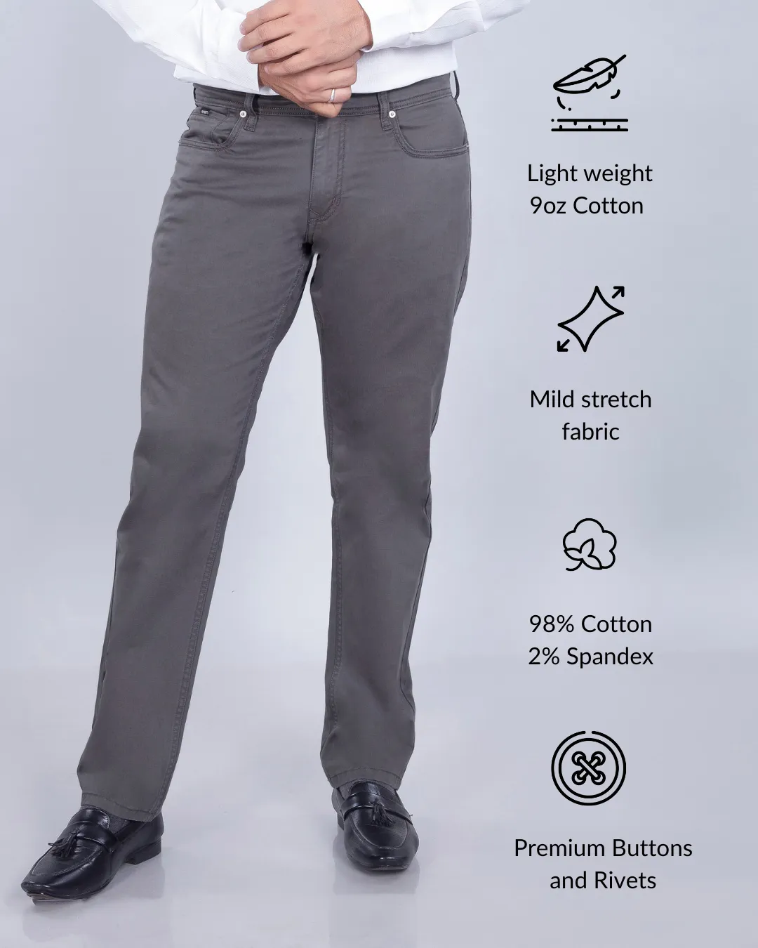 Charcoal Cotton Stretch Jeanos