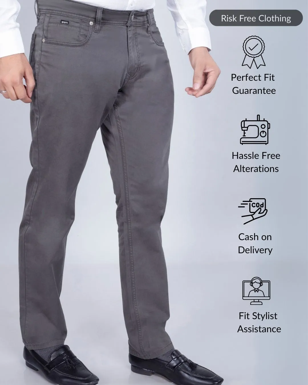 Charcoal Cotton Stretch Jeanos