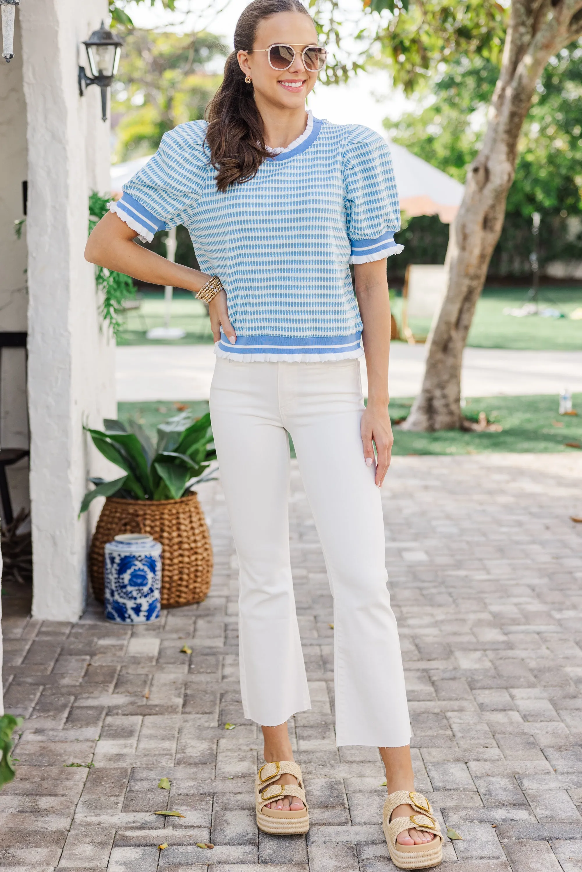 Come Along Blue Stripe Top