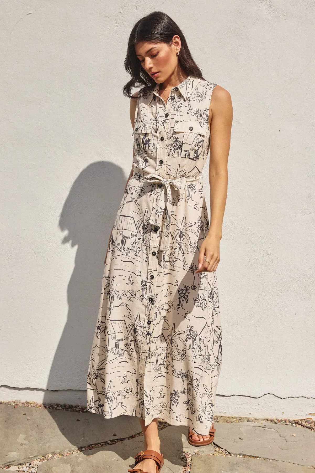 Coralie Sleeveless Shirt Maxi Dress