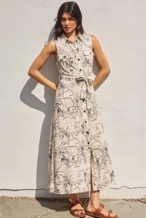 Coralie Sleeveless Shirt Maxi Dress