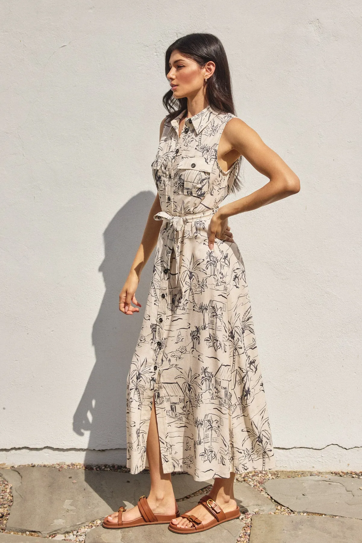 Coralie Sleeveless Shirt Maxi Dress