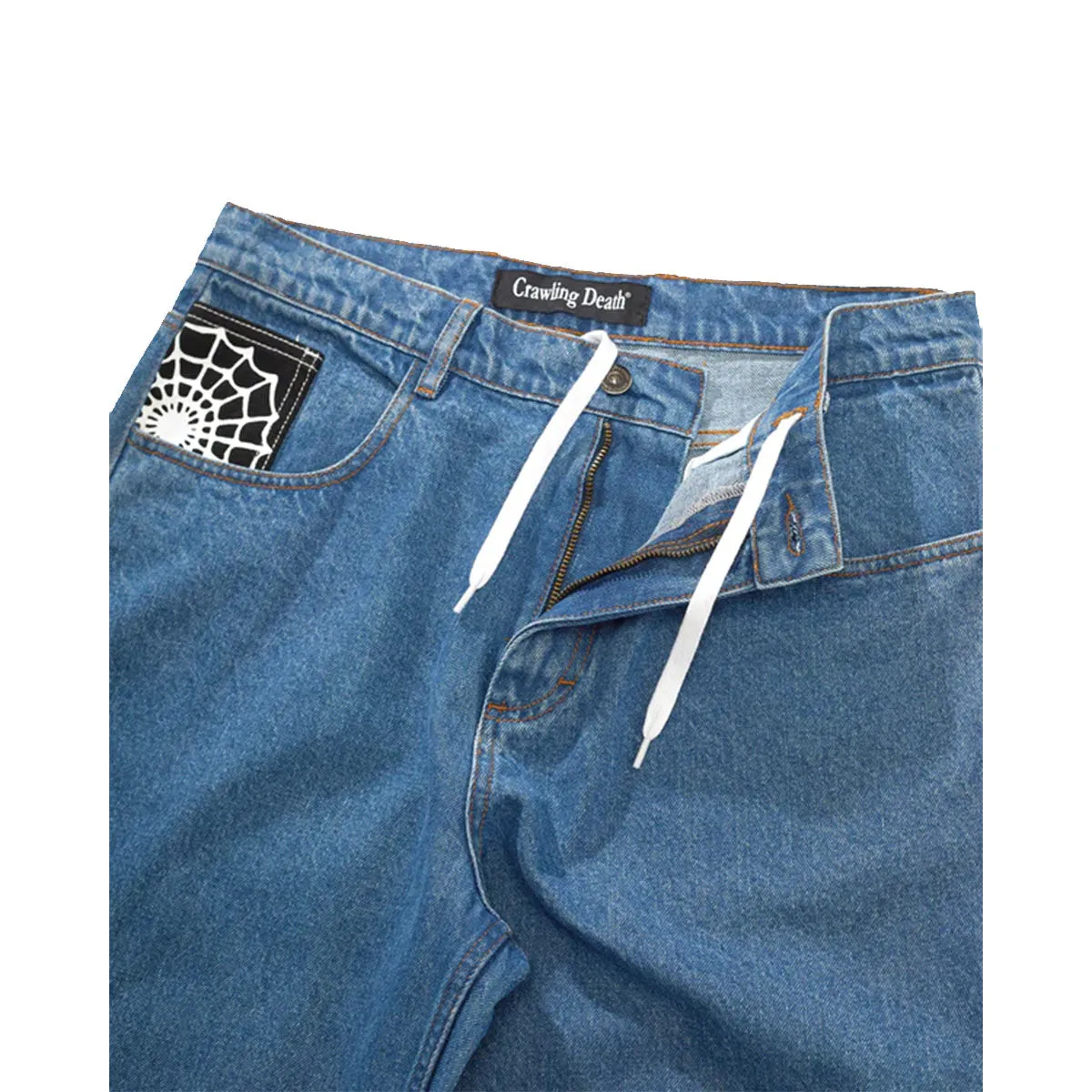 Crawling Death - Web Denim Jeans Mid Blue