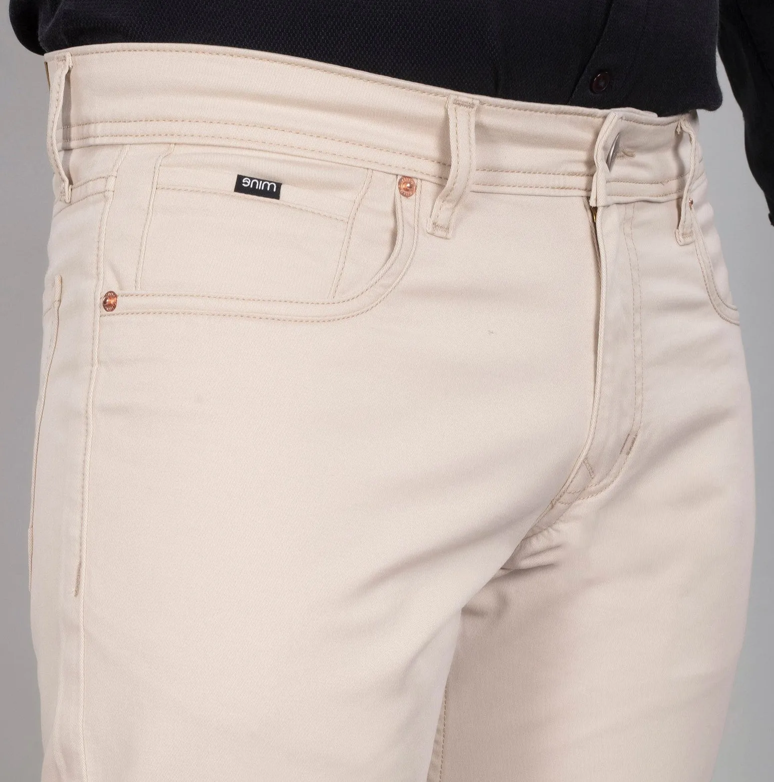 Cream Cotton Stretch Jeanos