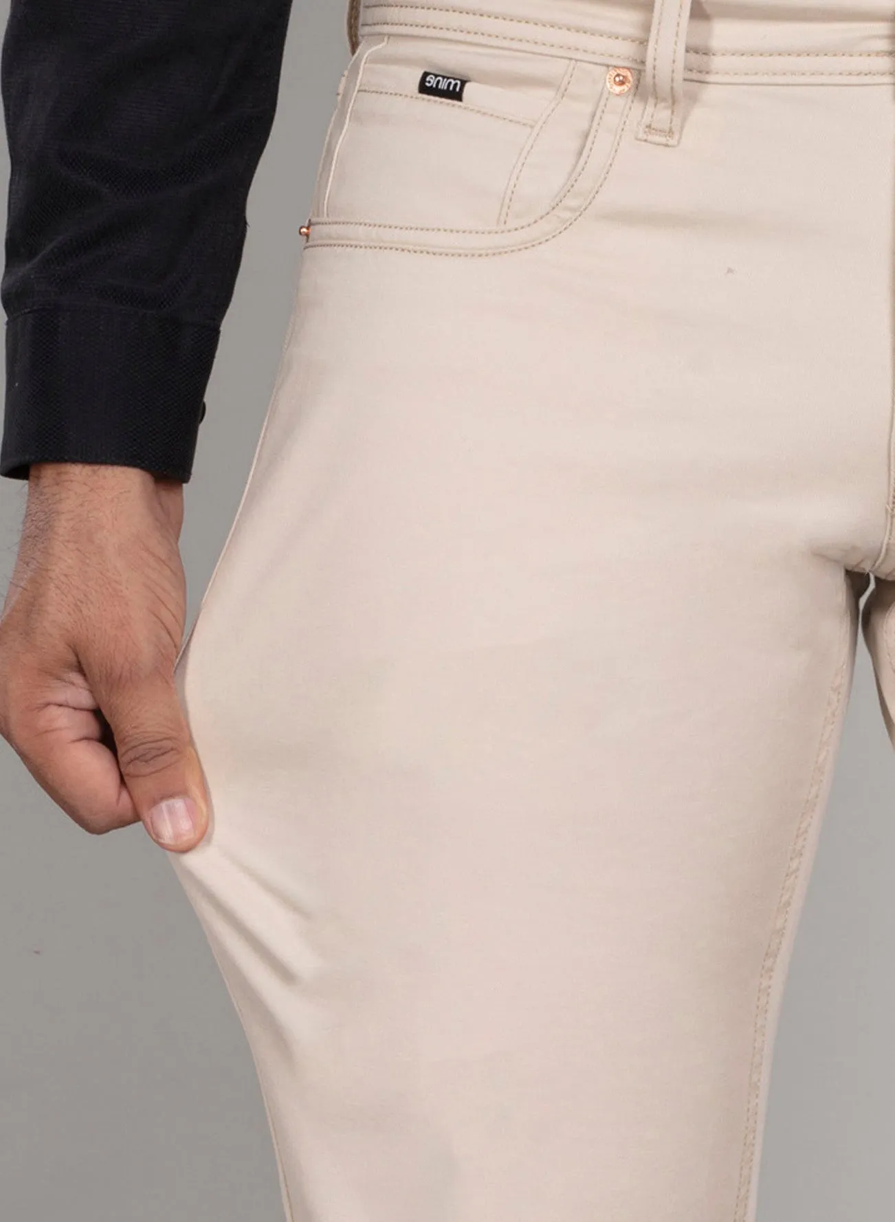 Cream Cotton Stretch Jeanos