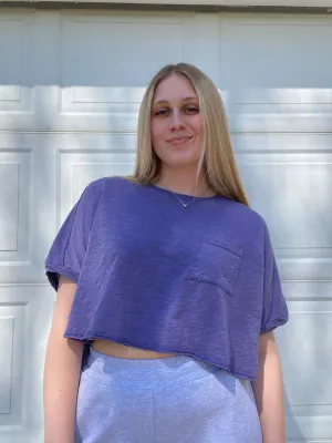 Crew Neck Short Sleeve Boxy Cropped Tee