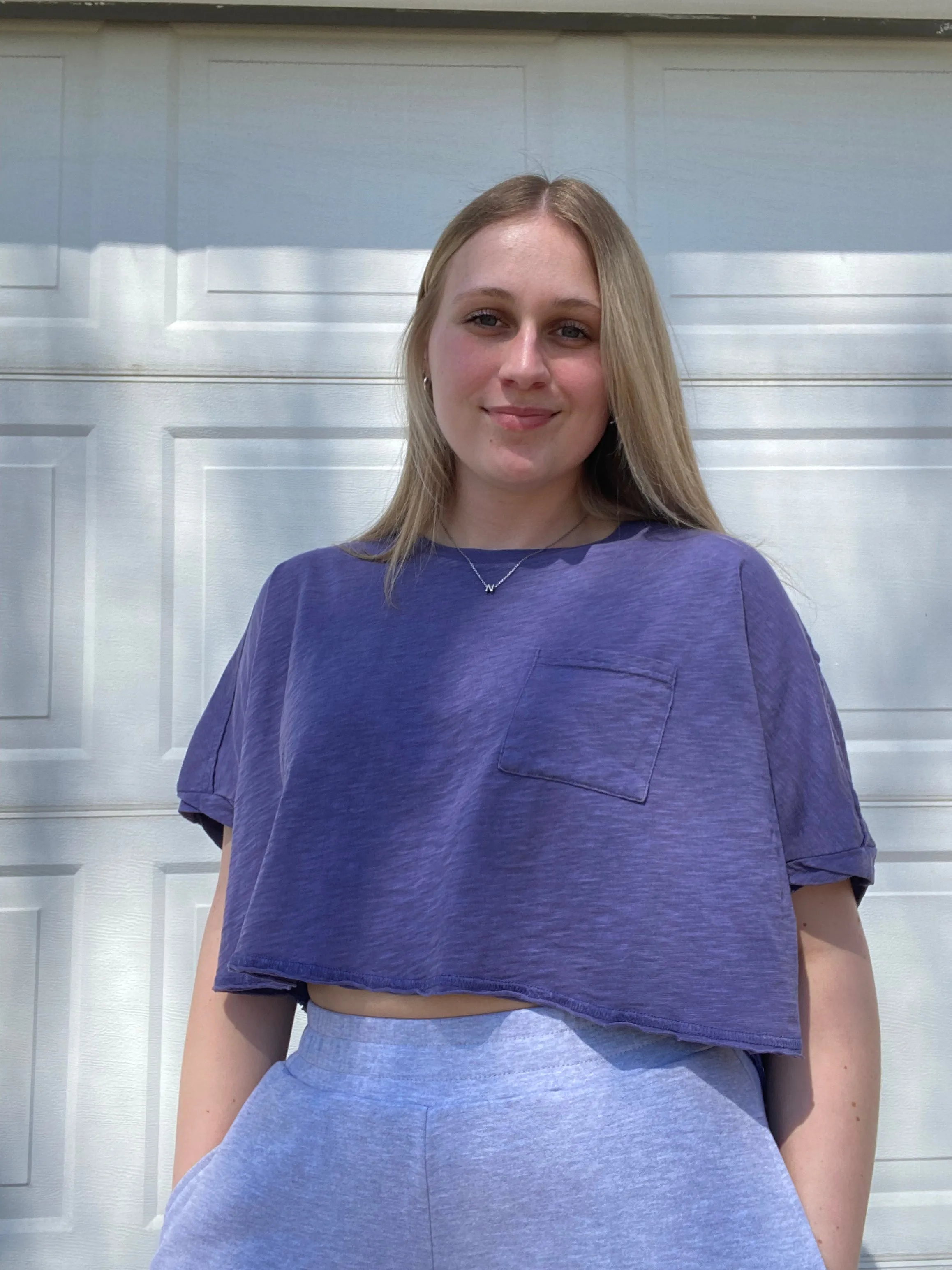 Crew Neck Short Sleeve Boxy Cropped Tee
