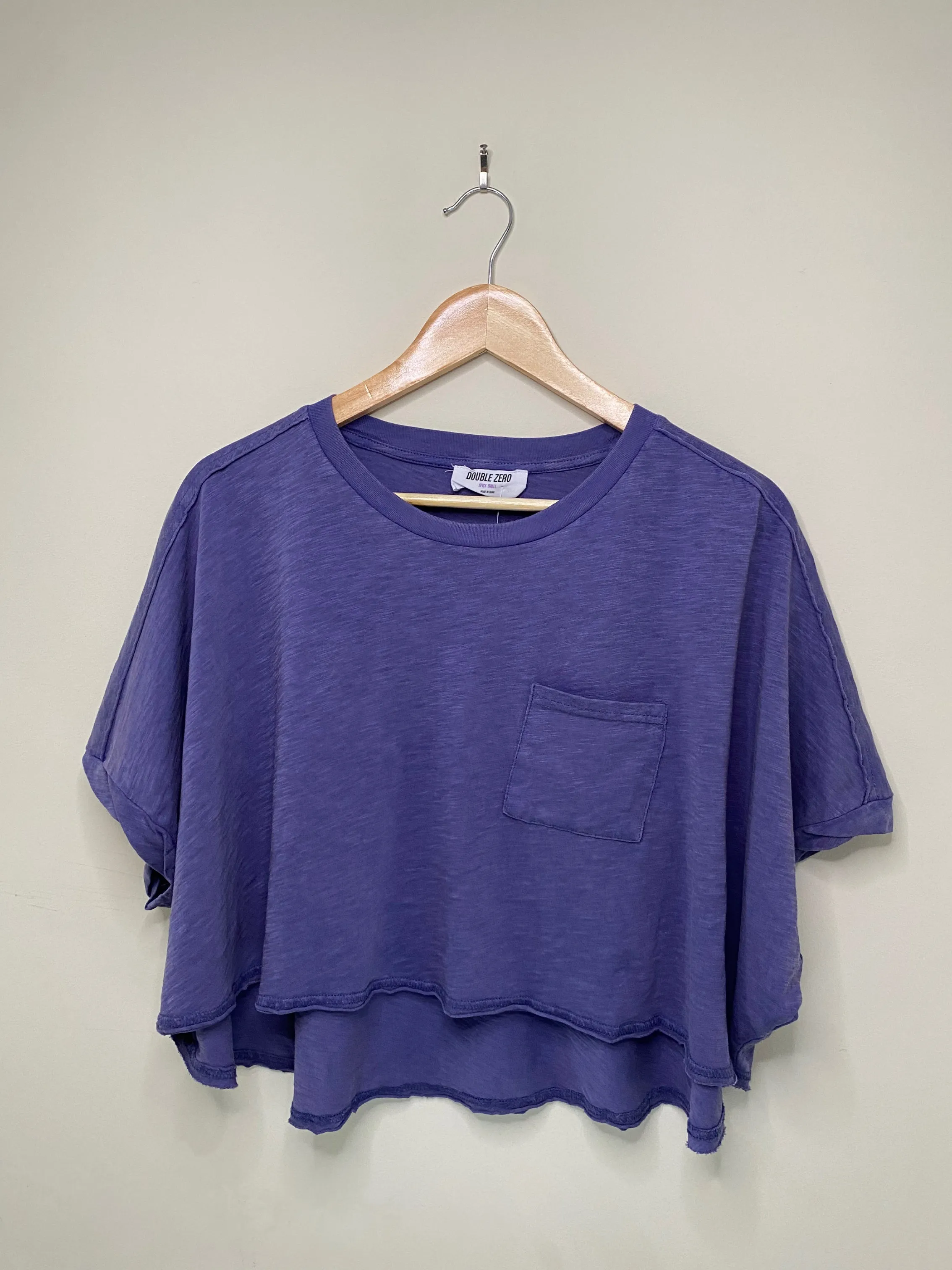 Crew Neck Short Sleeve Boxy Cropped Tee