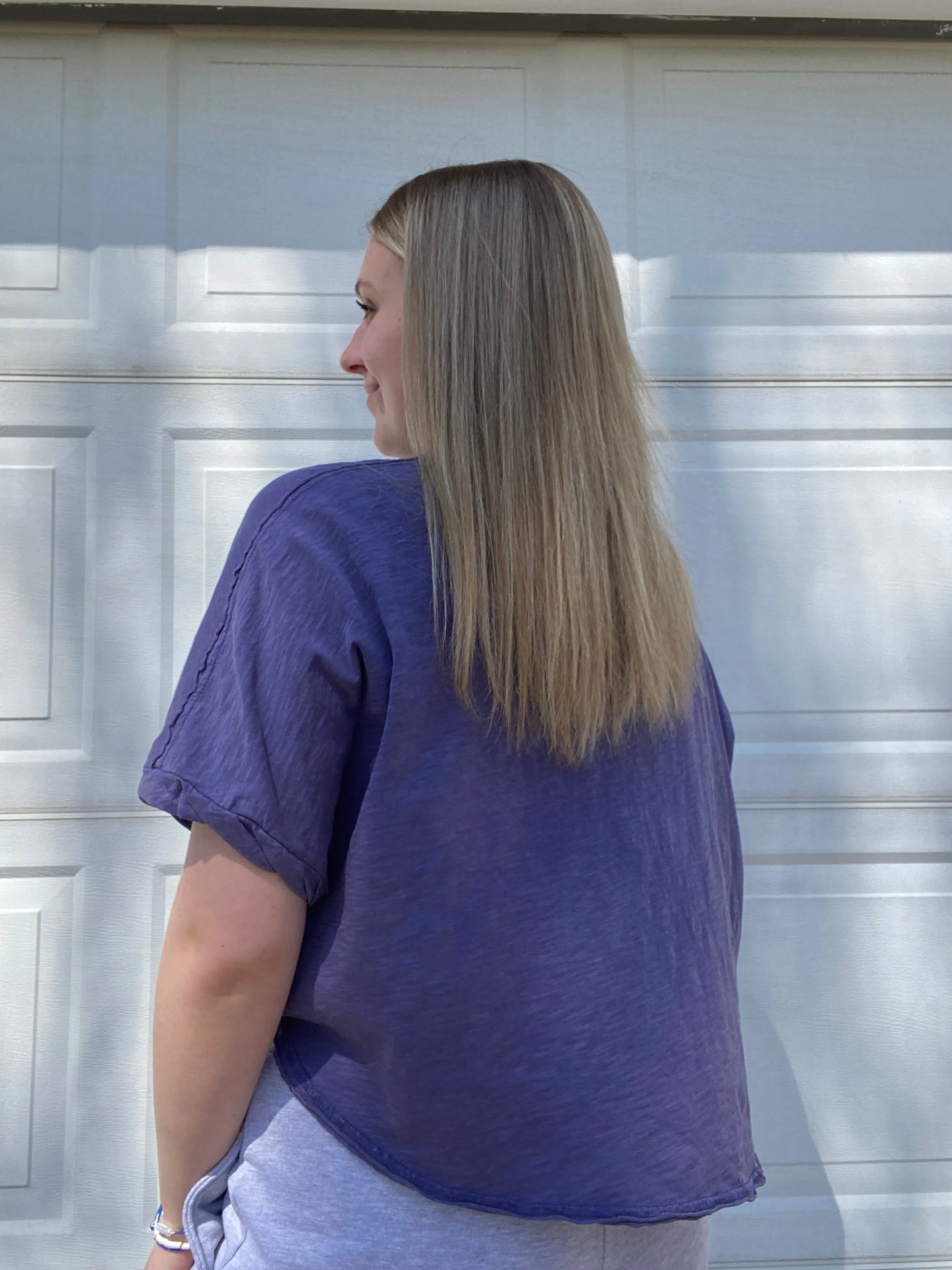 Crew Neck Short Sleeve Boxy Cropped Tee