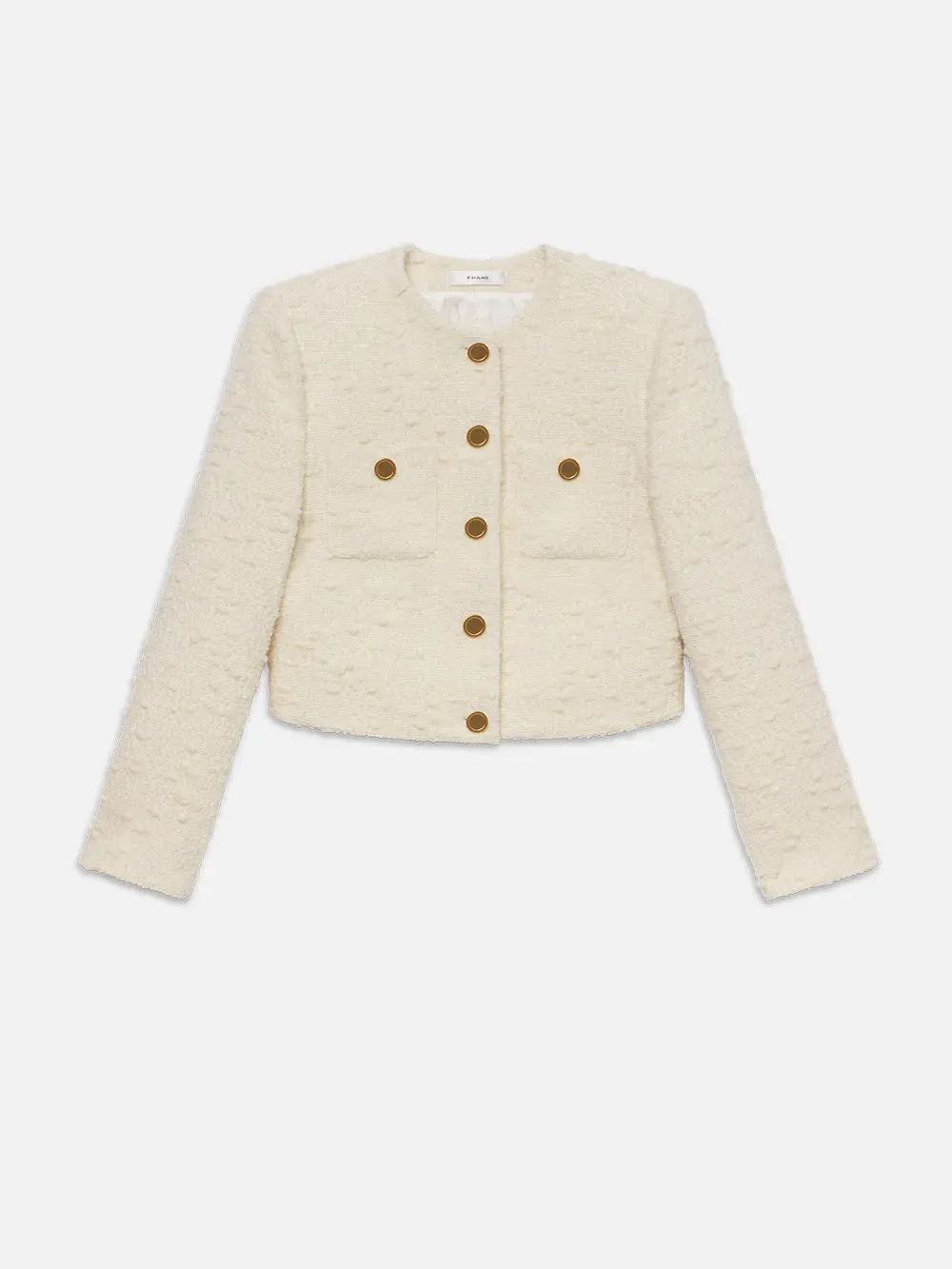 Cropped Button Front Jacket in Ecru