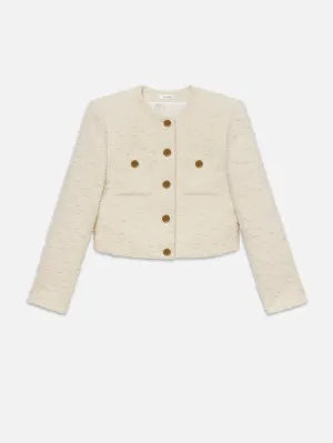 Cropped Button Front Jacket in Ecru