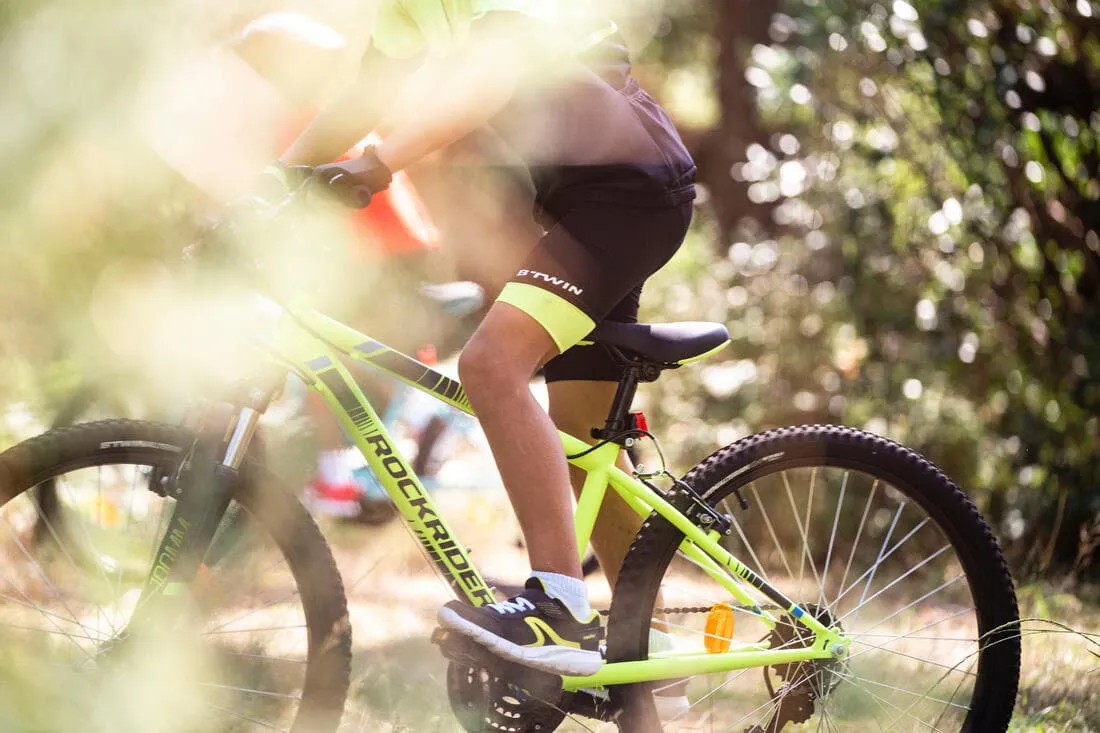 CUISSARD VÉLO ENFANT 500 NOIR ET JAUNE 7-13 ANS