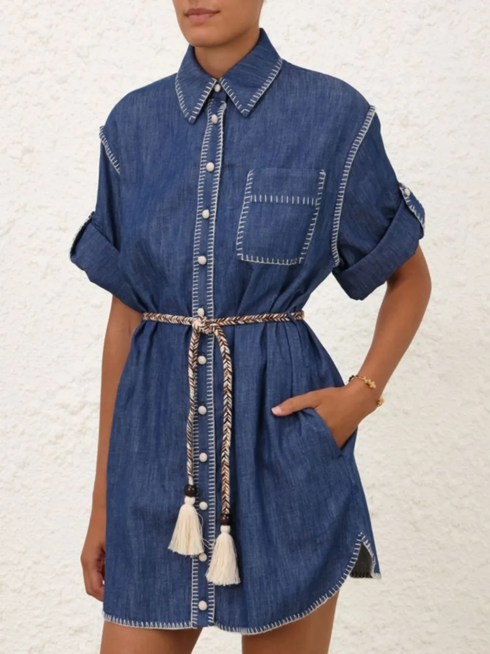 Denim Mini Shirt Dress