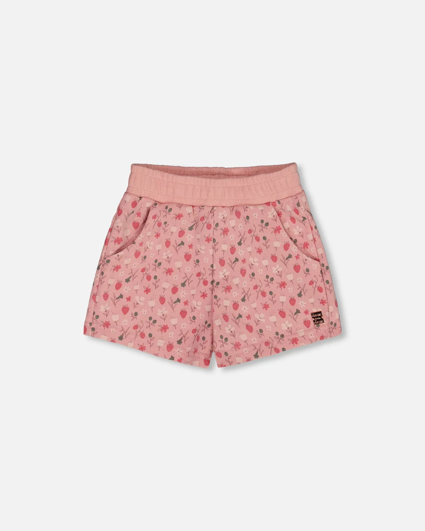 Deux Par Deux Strawberry Print Terry Shorts