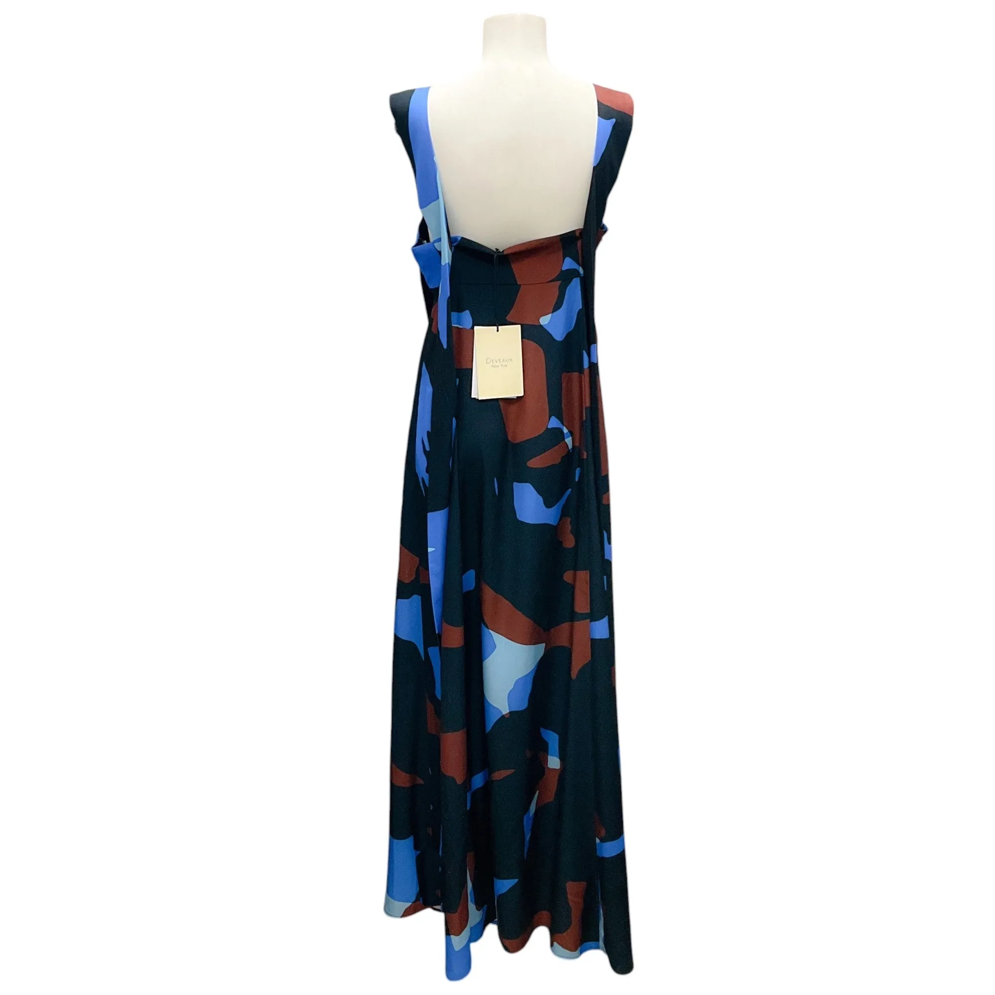 Deveaux Black / Blue / Brown Printed Maxi Dress