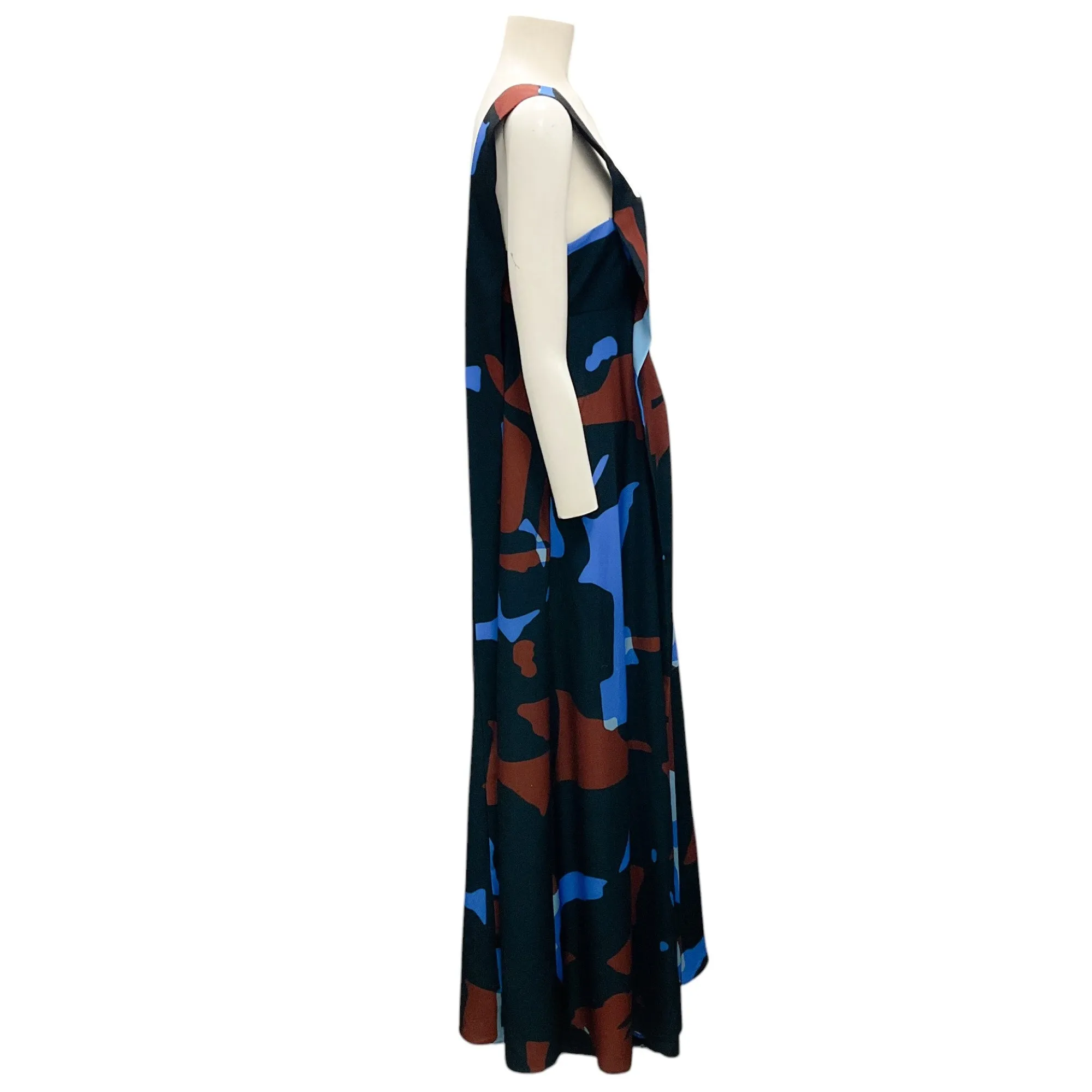 Deveaux Black / Blue / Brown Printed Maxi Dress