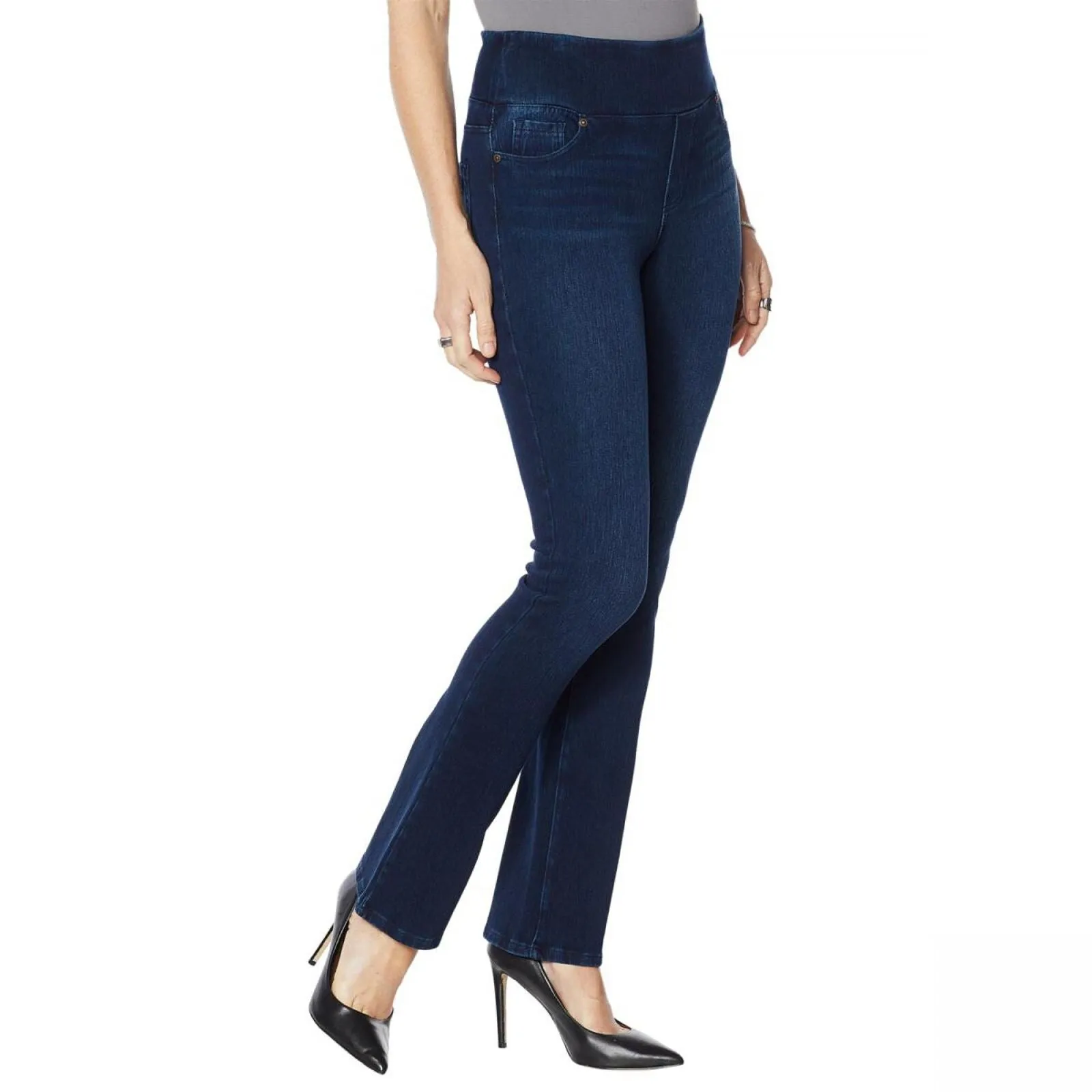 DG2 by Diane Gilman Womens Stretch Knit Twill Boot-Cut Jegging Indigo Blue PS