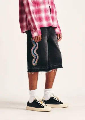 DSM - Snake Denim Shorts Black