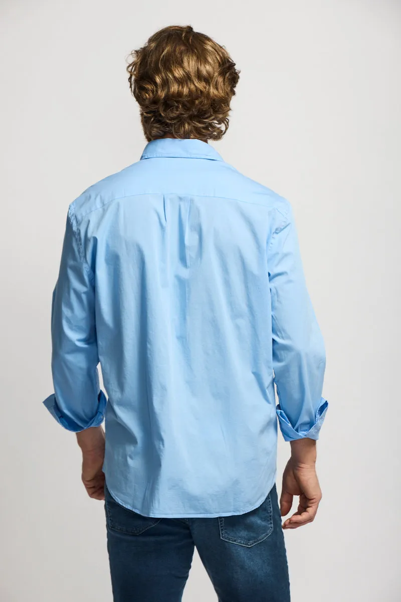 Easy Mondays Poplin Button up FW24 Washed blue