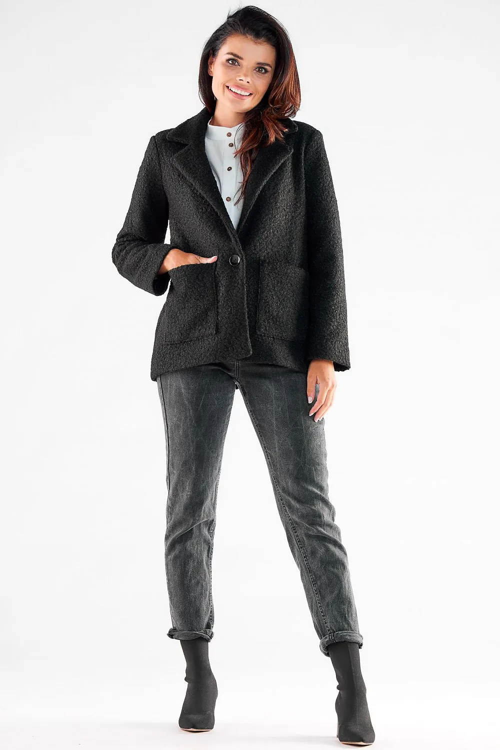 Elegant Buttoned Straight-Cut Jacket