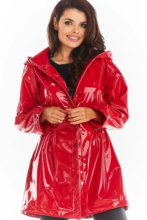 Elegant Hooded Vinyl Raincoat