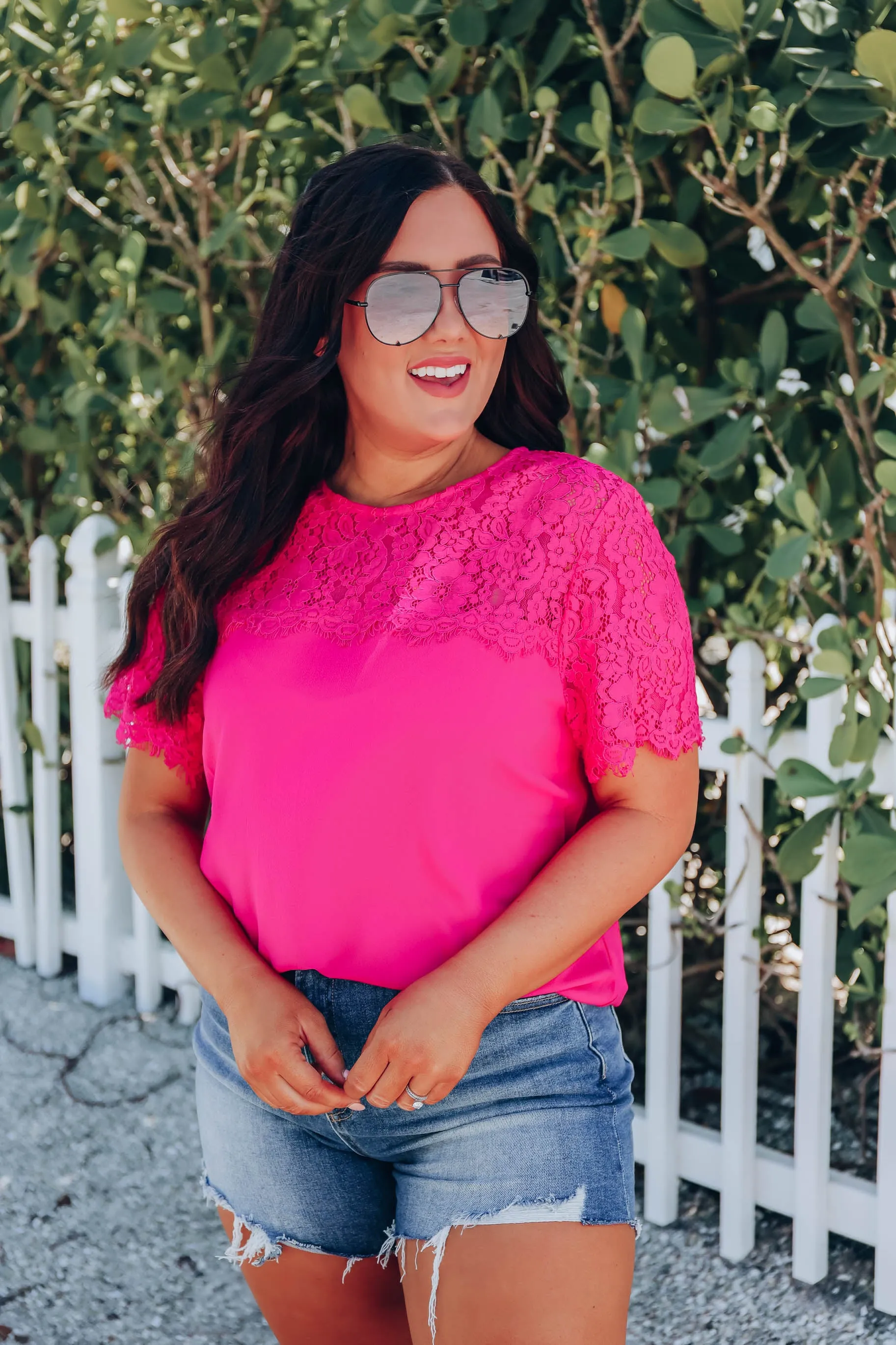 Eloise Lace Blouse - Fuchsia