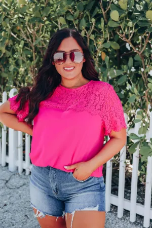 Eloise Lace Blouse - Fuchsia