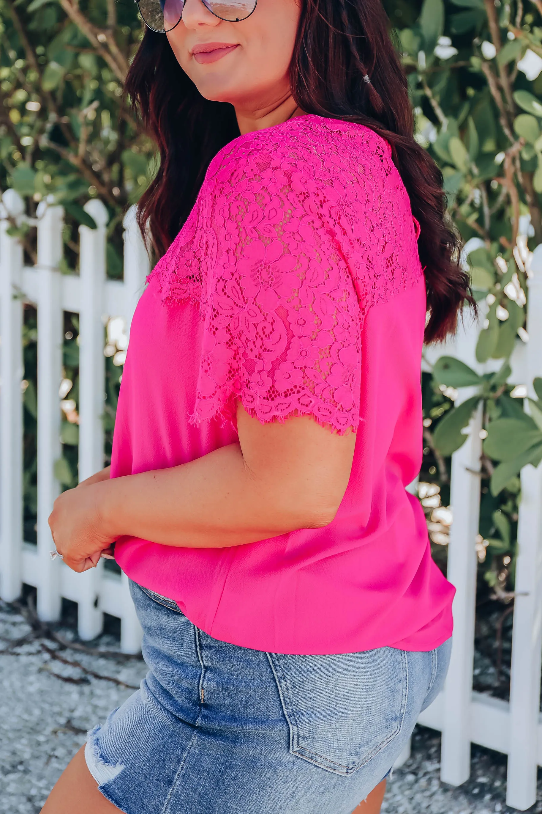 Eloise Lace Blouse - Fuchsia