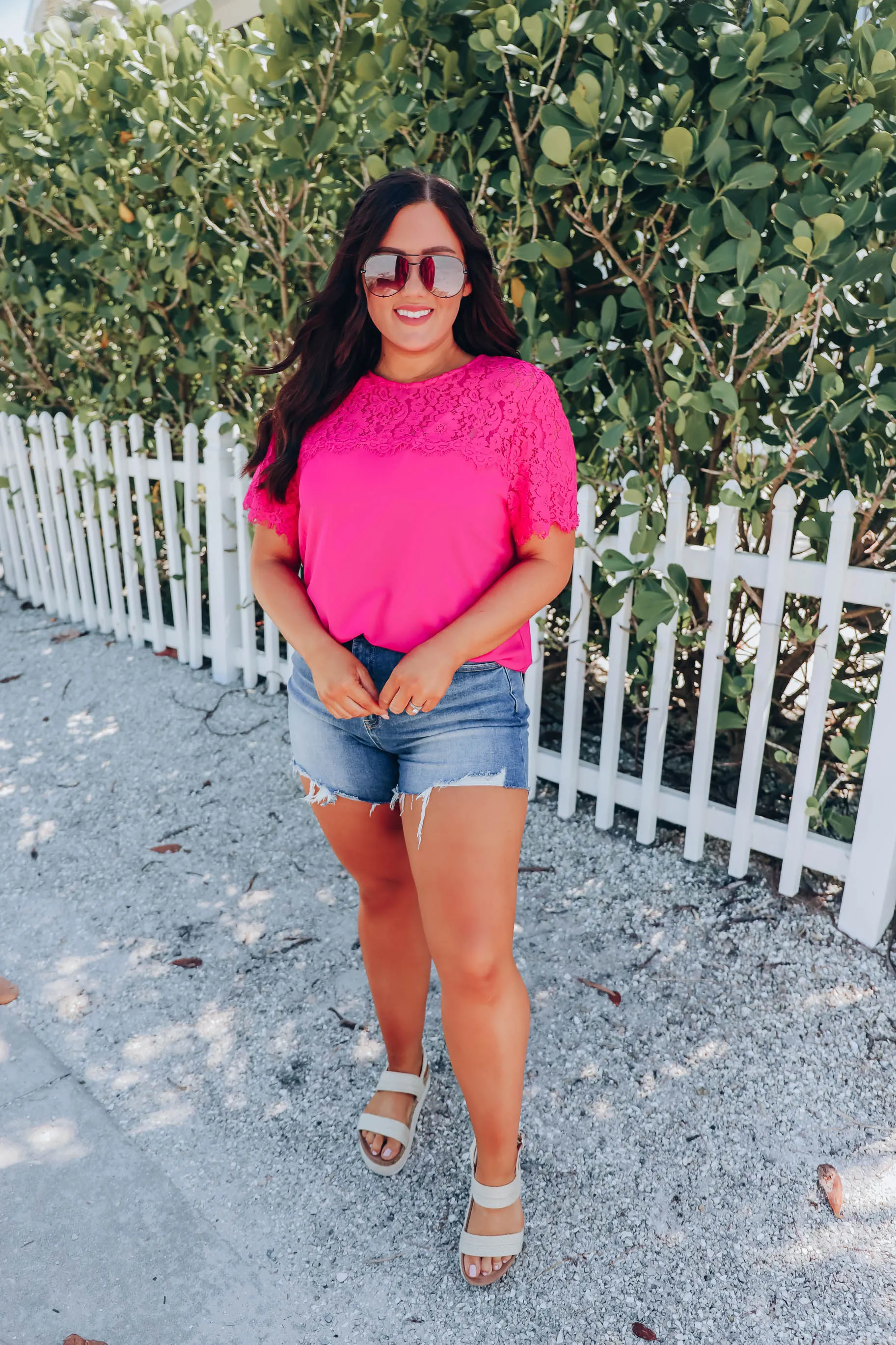 Eloise Lace Blouse - Fuchsia