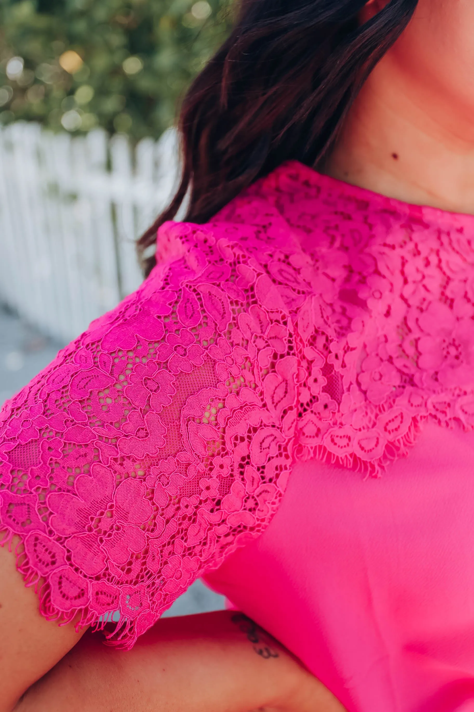 Eloise Lace Blouse - Fuchsia