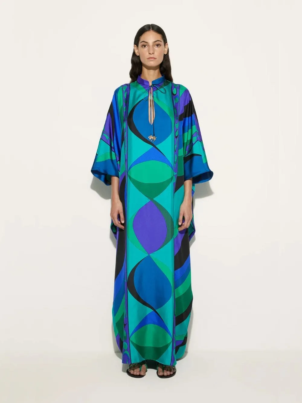Emerald Pesci Print Loose Fit Kaftan